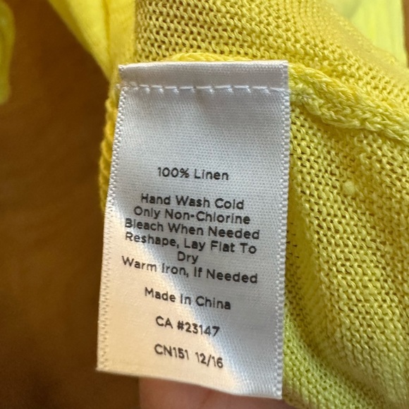 100% Linen Lemon Yellow Woven Top - Picture 2 of 4